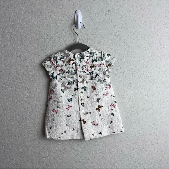 Zara Baby Girl Dress Mini Top Butterfly Print Pink Blue White Kids - Picture 6 of 9